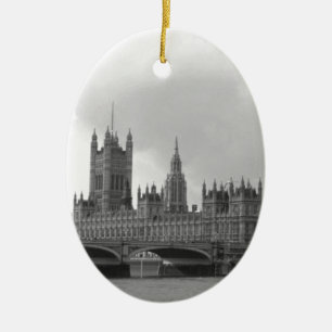 Black White Palace of Westminster Ceramic Ornament