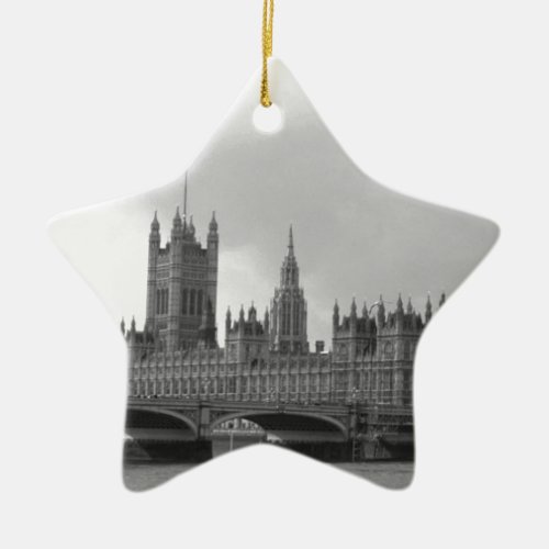 Black White Palace of Westminster Ceramic Ornament