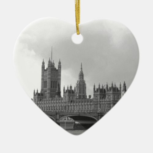 Black White Palace of Westminster Ceramic Ornament