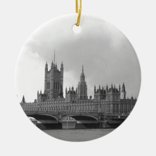 Black White Palace of Westminster Ceramic Ornament