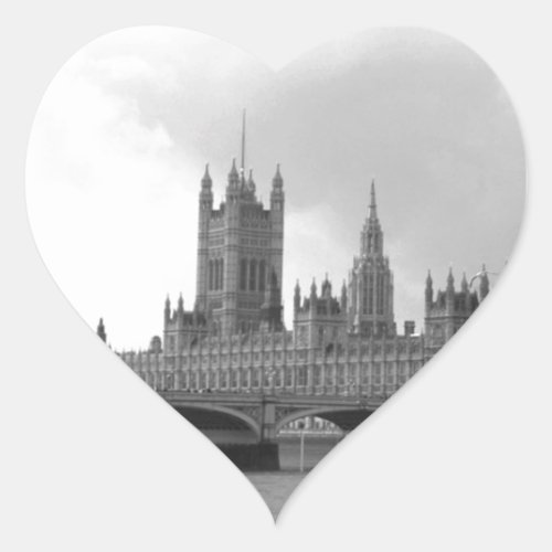 Black White Palace of Westminster Heart Sticker