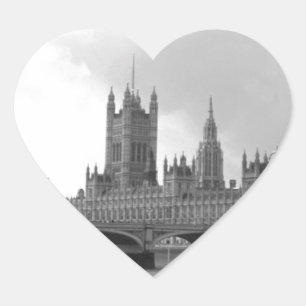 Black White Palace of Westminster Heart Sticker
