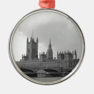 Black White Palace of Westminster Metal Ornament