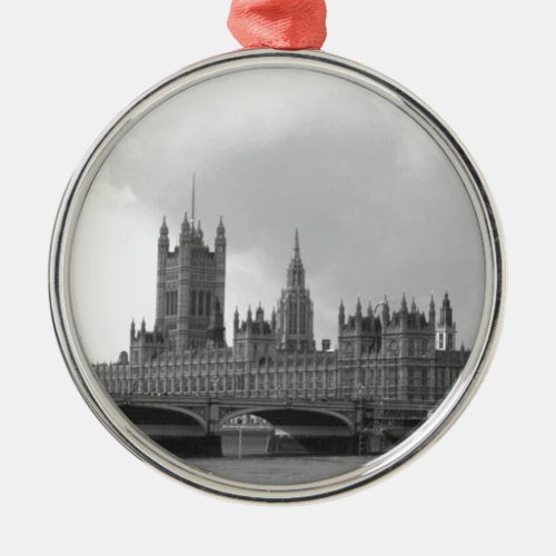 Black White Palace of Westminster Metal Ornament