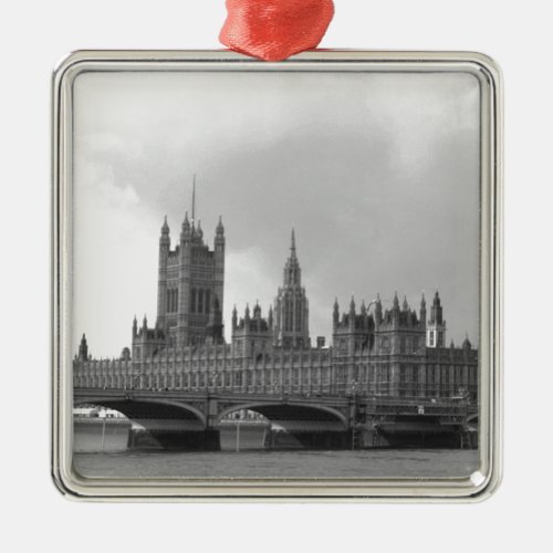 Black White Palace of Westminster Metal Ornament