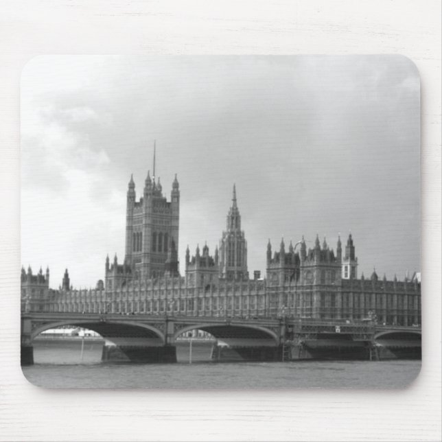 Black White Palace of Westminster Mouse Pad (Front)