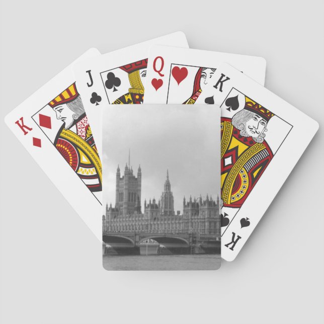 Black White Palace of Westminster Poker Cards (Back)