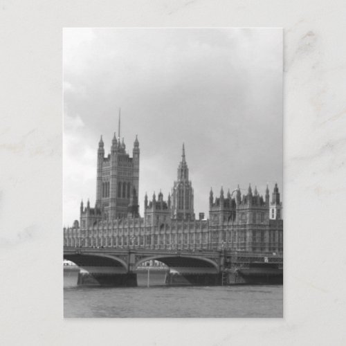 Black  White Palace of Westminster Postcard