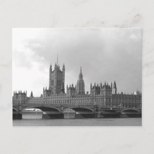 Black  White Palace of Westminster Postcard