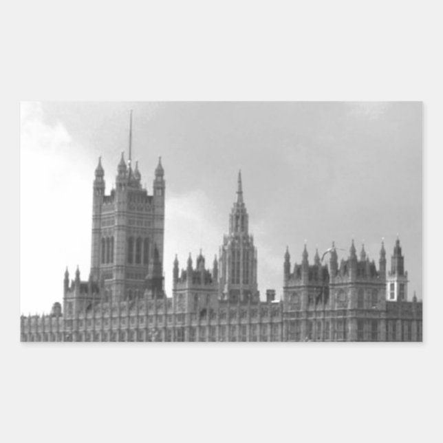 Black White Palace of Westminster Rectangular Sticker (Front)
