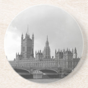 Black White Palace of Westminster Sandstone Coaster
