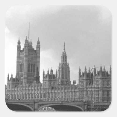 Black White Palace of Westminster Square Sticker
