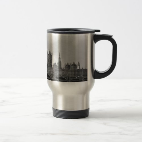 Black White Palace of Westminster Travel Mug