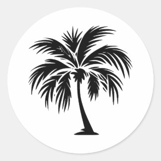 Black & White Palm Artwork Classic Round Sticker