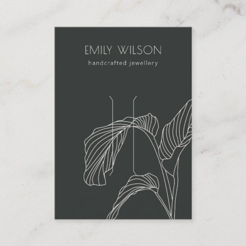 Black White Palm Leafy Sketch Hair Clip Display Business Card