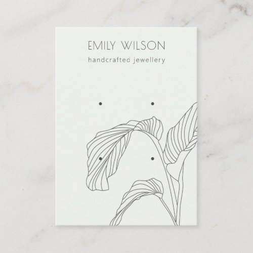 Black White Palm Leaves Sketch 2 Earring Display Business Card