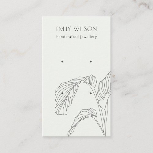 Black White Palm Leaves Sketch Earring Display Business Card