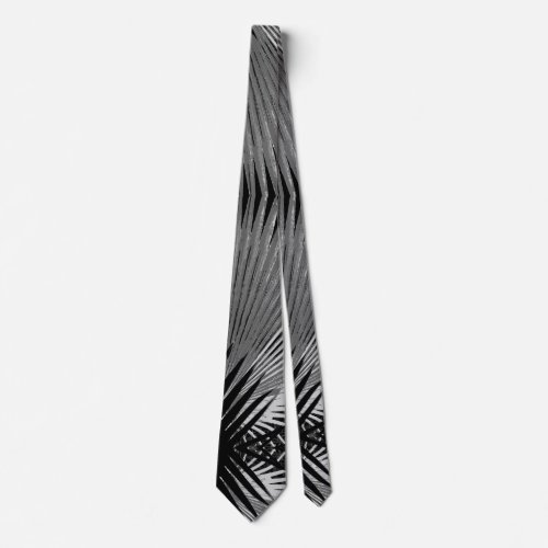 Black White Palm Tree Fronds Leaves Tropical Tie
