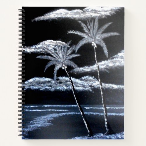 Black  White Palm Trees Notebook