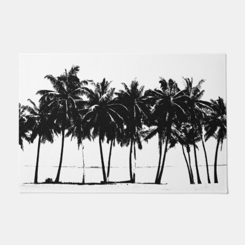 Black White Palm Trees Pop Art Doormat