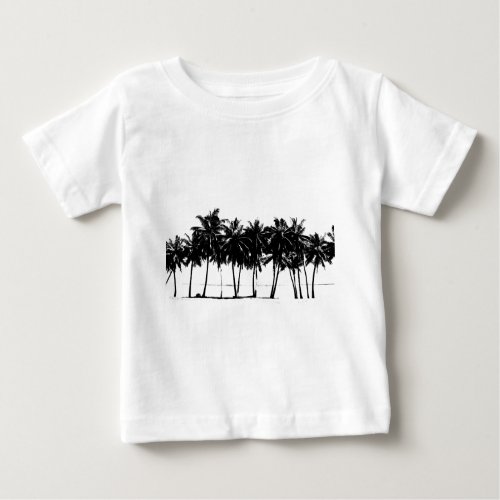 Black White Palm Trees Silhouette Baby T_Shirt