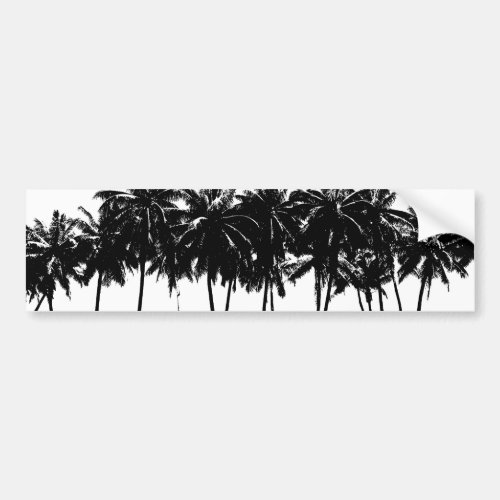 Black White Palm Trees Silhouette Bumper Sticker