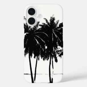 Black White Palm Trees Silhouette iPhone 16 Case