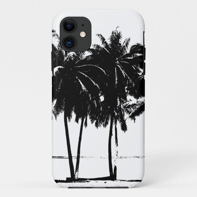 Black White Palm Trees Silhouette Case-Mate iPhone Case (Back)