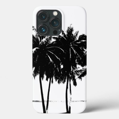 Black White Palm Trees Silhouette iPhone 13 Pro Case