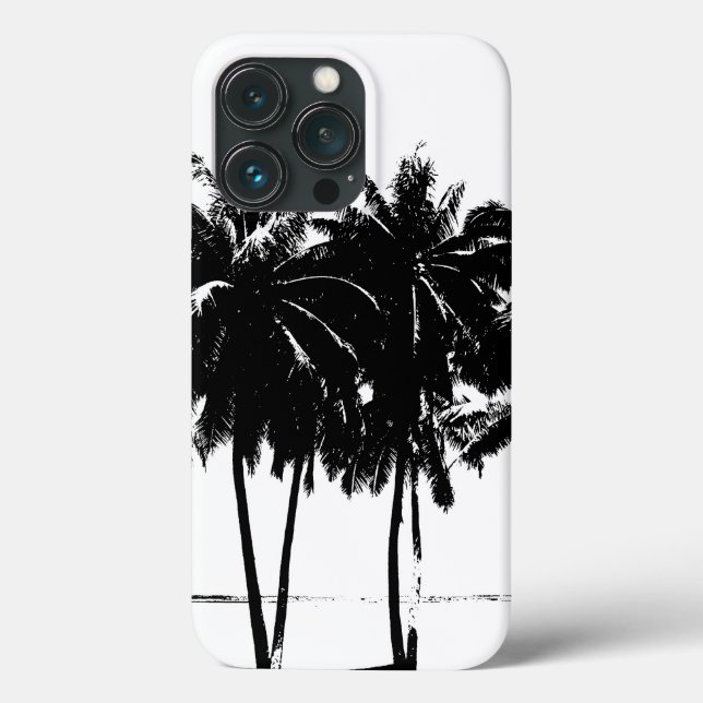 Black White Palm Trees Silhouette Case-Mate iPhone Case (Back)