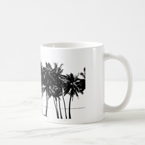 Black White Palm Trees Silhouette Coffee Mug
