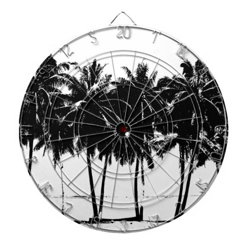 Black White Palm Trees Silhouette Dart Board