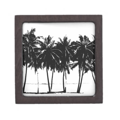 Black White Palm Trees Silhouette Gift Box