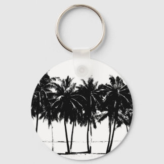 Black White Palm Trees Silhouette Keychain