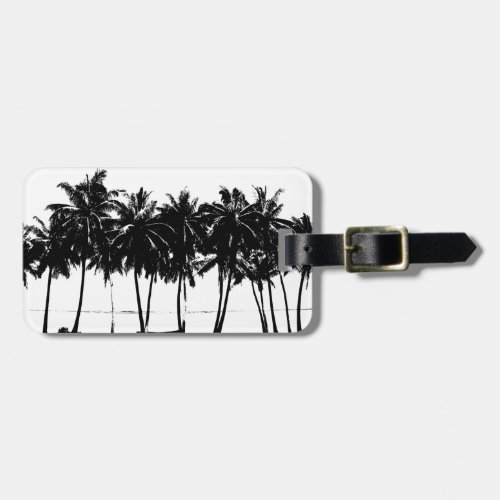 Black White Palm Trees Silhouette Luggage Tag