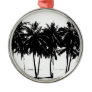 Black White Palm Trees Silhouette Metal Ornament