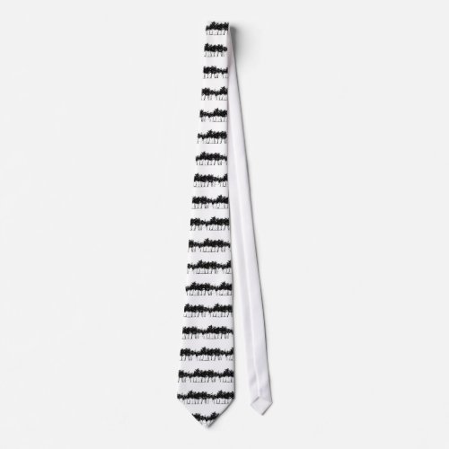 Black White Palm Trees Silhouette Neck Tie