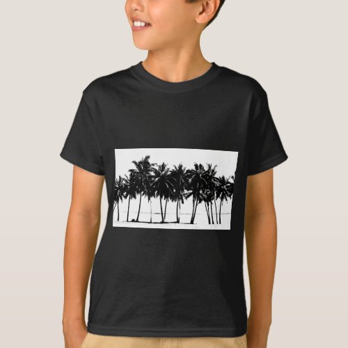 Black White Palm Trees Silhouette T_Shirt