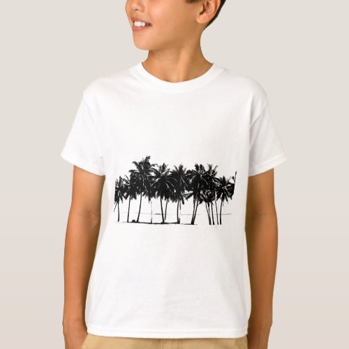 Black White Palm Trees Silhouette T_Shirt