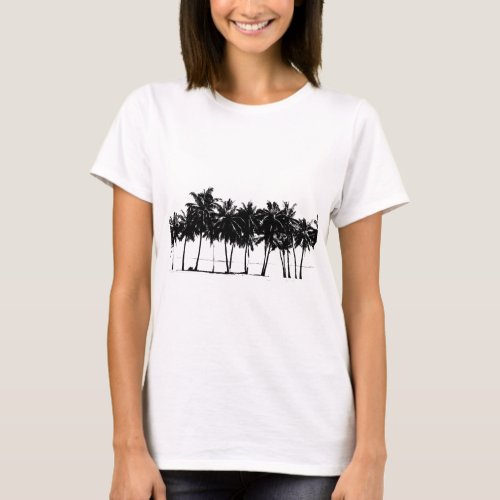 Black White Palm Trees Silhouette T_Shirt