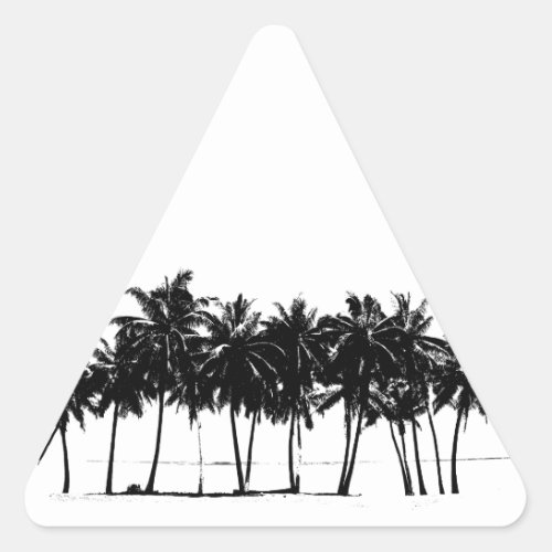 Black White Palm Trees Silhouette Triangle Sticker