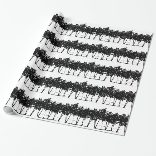 Black White Palm Trees Silhouette Wrapping Paper