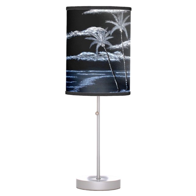 Black & White Palm Trees Table Lamp (Front)