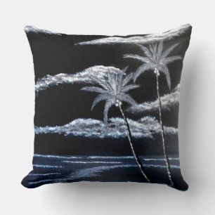 Black & White Palm Trees Throw Pillow