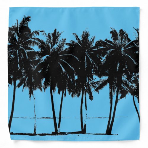 Black White Palm Trees Travel Art Bandana