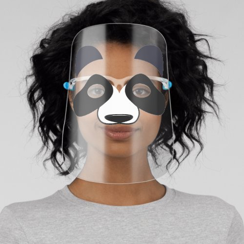 Black  White Panda Bear Face Cartoon Character Face Shield