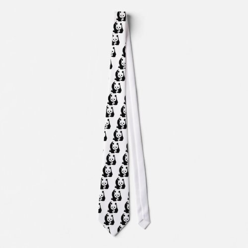 Black White Panda Bear Wildlife Zoo Animal Tshirt Tie