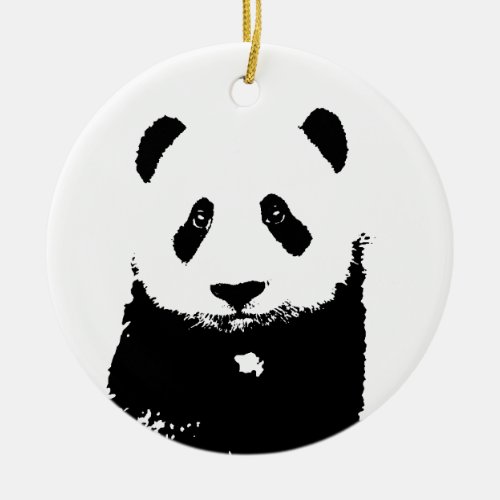 Black  White Panda Ceramic Ornament