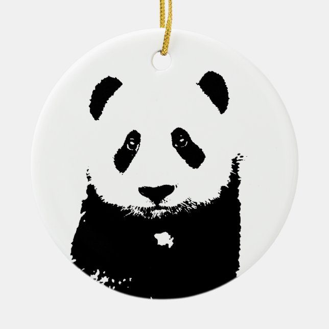 Black & White Panda Ceramic Ornament (Front)