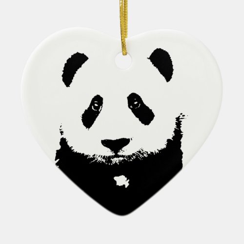 Black  White Panda Ceramic Ornament